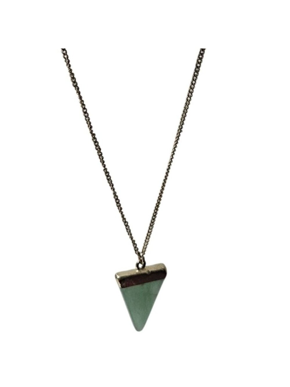 Charming Charlie Necklace Green Triangle Pendant Gold Tone Geometric Minimalist